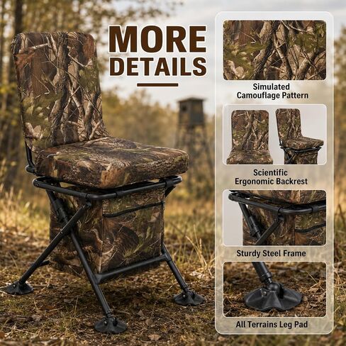 FUNHORUN Hunting Chair with Storage Bag, 360 Degree Swivel Hunting Seat in Saudi Arabia