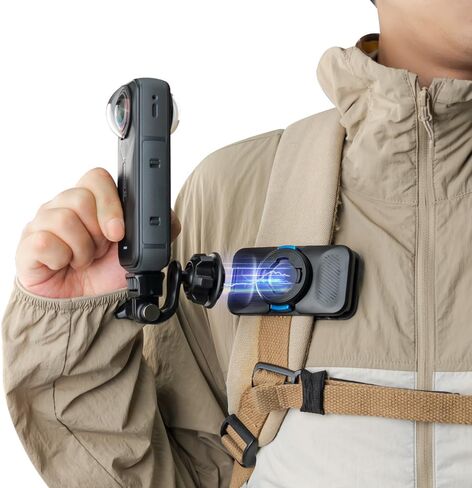360° Rotation Magnetic Backpack Clip Mount, Quick Release Shoulder Strap Clip Holder Compatible with Insta360 X5/X4/X3 and Other Action Camera in Kuwait