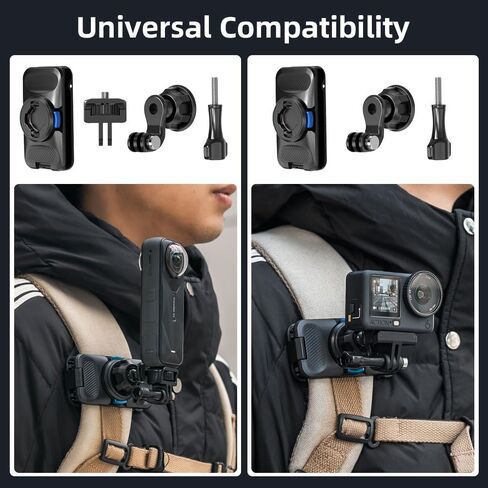 360° Rotation Magnetic Backpack Clip Mount, Quick Release Shoulder Strap Clip Holder Compatible with Insta360 X5/X4/X3 and Other Action Camera in Kuwait