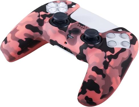 YoRHa Grip Texture Silicone Skin for PS5 Controller x 2(Print Coral+Yellow) with Pro Thumb Grips x 8 in Saudi Arabia