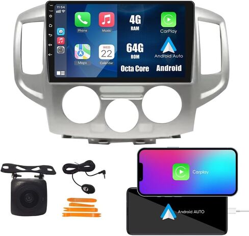 Car CarPlay Android Auto Navigation Stereo GPS Radio Reverse Camera Display 10.33 "QLED Touchscreen Headunit Tablet Pad Media Player for Nissan Nv200 2013-2019، إذا كان ذلك ممكنًا، رباعي النواة 1G+32G in Kuwait