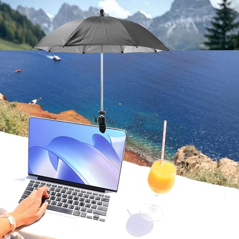 Laptop Sun Shade, 360 ° Rotation Laptop Sunshade Cover, Foldable 19'' Monitor Sun Umbrella with Clamp, for Working Outside, Black in Saudi Arabia
