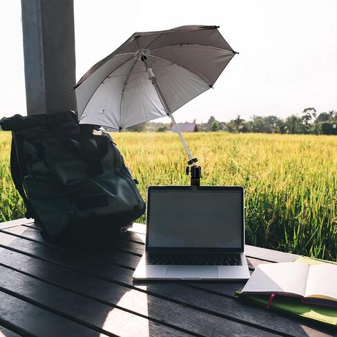 Laptop Sun Shade, 360 ° Rotation Laptop Sunshade Cover, Foldable 19'' Monitor Sun Umbrella with Clamp, for Working Outside, Black in Saudi Arabia