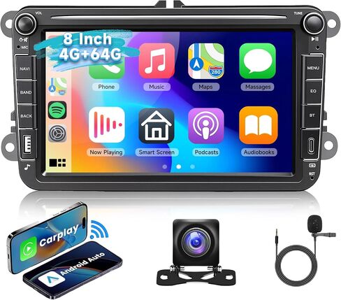[ 4G+64G] Car Stereo for VW Golf Polo Passat B6 B7 Jetta Caddy Seat Tiguan Touran Skoda with Wireless Carplay Android Auto, Driauto 8 Inch Double Din Touch Screen Radio with GPS WiFi Bluetooth FM/RDS in Saudi Arabia
