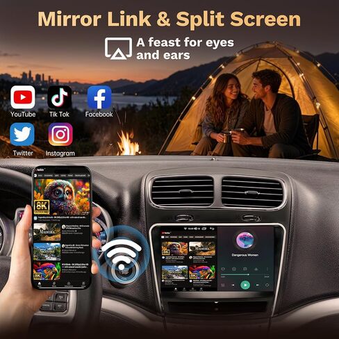 5G WiFi Car Radio for Dodge Journey 2011-2019: [4Core 64G ROM] 9'' HD Touch Screen Stereo with Wireless Carplay Android Auto GPS Bluetooth FM RDS SWC Mirror Link Backup Camera in Saudi Arabia