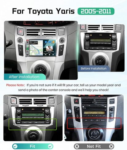 8 Core Car Radio for Toyota Yaris 2005–2011,7'' IPS Touchscreen Stereo with 4+64G Android 15 5G WiFi USB&Type-C Port Android Auto GPS BT5.0 FM/RDS Rear View Cam for Yaris CarPlay in Saudi Arabia