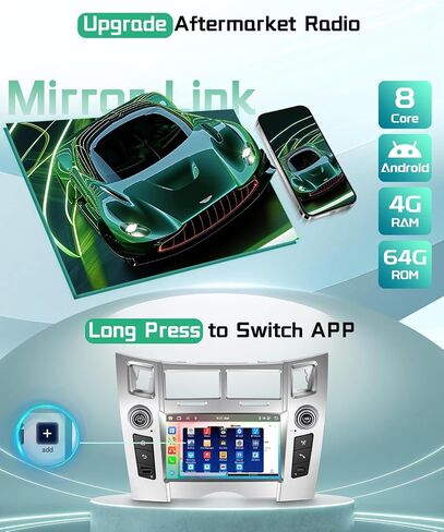 8 Core Car Radio for Toyota Yaris 2005–2011,7'' IPS Touchscreen Stereo with 4+64G Android 15 5G WiFi USB&Type-C Port Android Auto GPS BT5.0 FM/RDS Rear View Cam for Yaris CarPlay in Saudi Arabia