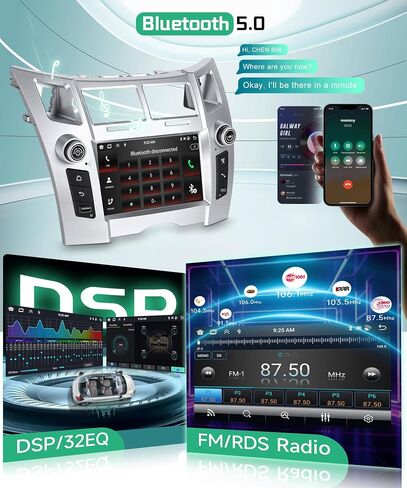 8 Core Car Radio for Toyota Yaris 2005–2011,7'' IPS Touchscreen Stereo with 4+64G Android 15 5G WiFi USB&Type-C Port Android Auto GPS BT5.0 FM/RDS Rear View Cam for Yaris CarPlay in Saudi Arabia