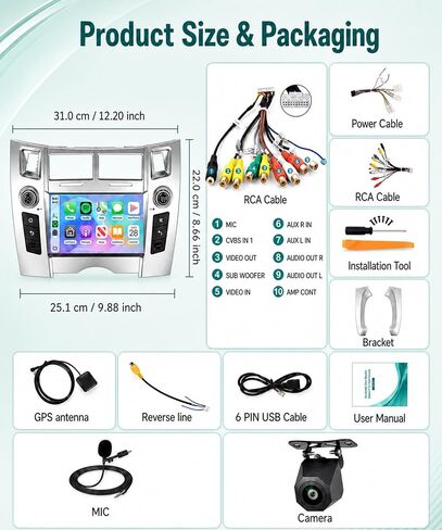 8 Core Car Radio for Toyota Yaris 2005–2011,7'' IPS Touchscreen Stereo with 4+64G Android 15 5G WiFi USB&Type-C Port Android Auto GPS BT5.0 FM/RDS Rear View Cam for Yaris CarPlay in Saudi Arabia