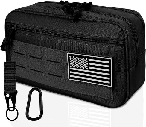 Tactical Toiletry Bag For Men,Molle Utility Pouches with US Flag Patch and Keychain,EDC Tool Pouch Bag, Mens Shaving Kit Travel shower Bags (Black) in Saudi Arabia