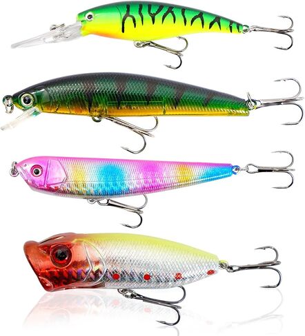 25 in 1 Fishing Lures Kit, Surprise Fishing Bait Set with 3D Eyes Poppers, Minnows, Crankbait, Frogs & Shrimp, Freshwater Fish Tackle Gear Gifts for Men Father Husband in Saudi Arabia