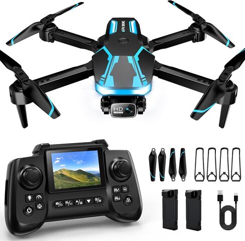 Drone with Camera & Screen on Controller, 1080P Foldable Drone for Adults Beginners, Control Quadcopter with Stable Altitude Hold, Gravity Control, Trajectory Flight, One Key Take Off, 2 Batteries, 3D Flips in Saudi Arabia