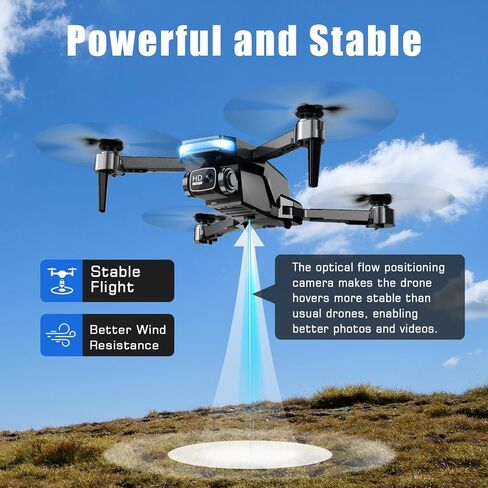 Drone with Camera & Screen on Controller, 1080P Foldable Drone for Adults Beginners, Control Quadcopter with Stable Altitude Hold, Gravity Control, Trajectory Flight, One Key Take Off, 2 Batteries, 3D Flips in Saudi Arabia