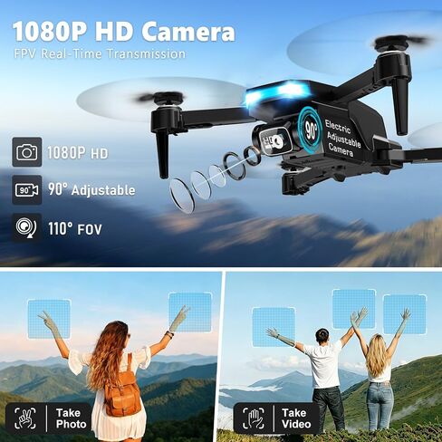 Drone with Camera & Screen on Controller, 1080P Foldable Drone for Adults Beginners, Control Quadcopter with Stable Altitude Hold, Gravity Control, Trajectory Flight, One Key Take Off, 2 Batteries, 3D Flips in Saudi Arabia