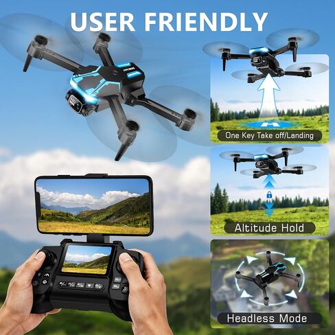 Drone with Camera & Screen on Controller, 1080P Foldable Drone for Adults Beginners, Control Quadcopter with Stable Altitude Hold, Gravity Control, Trajectory Flight, One Key Take Off, 2 Batteries, 3D Flips in Saudi Arabia