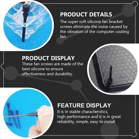 Generic 20pcs PC Case Fan Screws Silicone Noise Canceling Long Screws for Computer Cooling Easy to Install in Kuwait