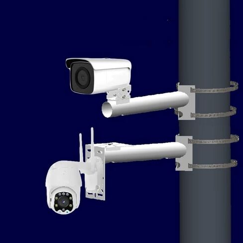11.8" Outdoor Camera Pole Mount, Heavy Duty Pipe Bracket with L Plate, Fits Bullet & Dome Cameras and Solar Panels, Comes with Clamps Zip Ties Compatible with Hik, Arlo, Reolink, Ring in Saudi Arabia