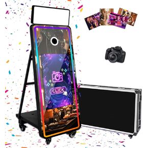 63-32in Touch Screen Mirror Photo Booth Machine with Camera Printer,White in Saudi Arabia