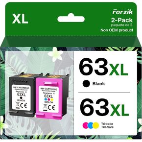 Remanufactured 63XL Ink Cartridge Replacement for HP OfficeJet 3830 4650 4652 5255 Envy 4520 5540 DeskJet 1110 2130, Black, Tri-Color, 2-Pack in Saudi Arabia