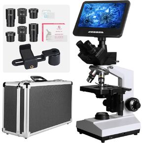 [Research-Grade] Vabiooth Lab Compound Trinocular Microscopes 40X-2500X Magnification with 7" LCD Screen 5MP E-Eyepiece, Two-Layer Mechanical Stage for Animal Husbandry, Pet Hospitals, Lab, Farms in Saudi Arabia