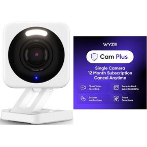 WYZE Cam v4 White Cam Plus Yearly, Covers 1 Camera, Auto-Renews at $19.99/Year, Activation Required in Saudi Arabia