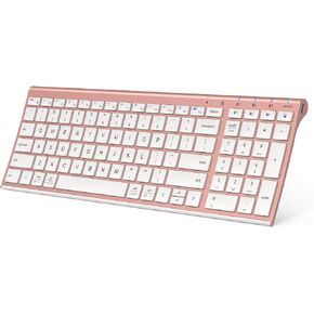 iClever BK10 Bluetooth Keyboard, Wireless Rechargeable Ultra-Slim Keyboard with Long Battery Life, Compatible with iOS, Android, Windows, Mac for iPad, Tablet, Laptop, PC, Phone (Rose Gold) in Saudi Arabia