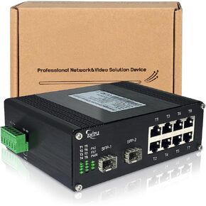 محول ألياف بصرية إيثرنت صناعي 8 منافذ 10/100/1000 ميجابت في الثانية مع فتحة 2 جيجابت SFP، محول شبكة 10 منافذ مرتبط بعرض نطاق ترددي 20 جيجابت في الثانية، سكة Din أو سطح المكتب in Kuwait