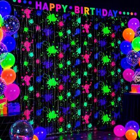 Mega-L Glow in The Dark Party Supplies, 2 Pack Neon Party Backdrop in Saudi Arabia