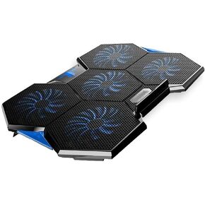 Laptop Cooling Pad, Portable Utral Slim Fan Cooler with Quite Fans, LED Lights, Shield Holders (Black-2 Fans) in Saudi Arabia