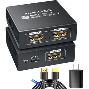 مقسم HDMI 2.1 1 في 2 خارج 8K@60 هرتز مع كابل HDMI 4ft 8K، HDCP 2.3 4K@120 هرتز HDMI لشريط الصوت، يدعم VRR، ALLM، HDR10+، Dolby Vision/Atmos 7.1ch، Down Scaler، 48 جيجابت في الثانية لـ PS5 in Kuwait