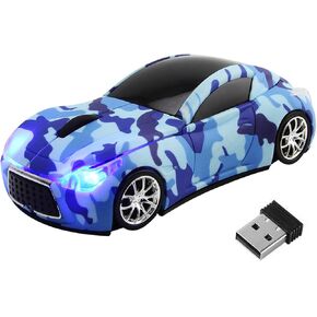 FIRSTMEMORY Wireless Car Mouse 2.4GHz Sport Race Car Shape Mouse Optical Mouse Camouflage Cordless Computer Mice 1600 DPI for Computer PC Laptop Desktop (Blue Camo) in Saudi Arabia