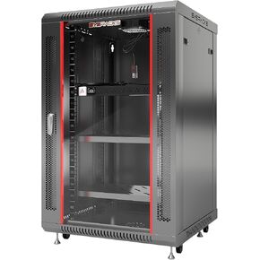 27U Wall Mount Server Rack Cabinet, 19 Inch Network and AV Enclosure, 24 Inch Deep, Locking Glass Door, Fan, PDU, 2 Shelves, for Home Lab in Saudi Arabia