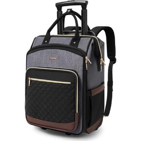 Rolling Backpack for Women, Travel Backpack with Wheels, Dual-Opening Wheeled Laptop Backpack, Stylish Rolling Laptop Bag, Overnight Underseat Carry on Luggage for College Business Work, Beige Brown in Kuwait