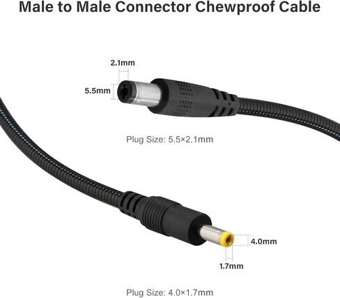 KSK 59 Inch Chew-Proof Trail Camera Power Cable, Stainless Steel Armored 5.5 x 2.1mm to 4.0 x 1.7mm DC Cord, Compatible with Tactacam Solar Panel and Reveal Cameras,2PC in Saudi Arabia