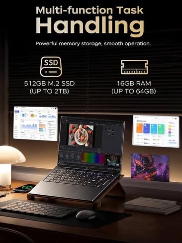 KAIGERR Gaming Laptop, Laptops with AMD Ryzen 4300U(Up to 3.7GHz), 16GB DDR4 512GB SSD Laptop Computer, 16.0inch Windοws 11 Laptop, 1920P FHD Display, WiFi 6, USB3.2, Type_C, Webcam Cover Slide in Saudi Arabia