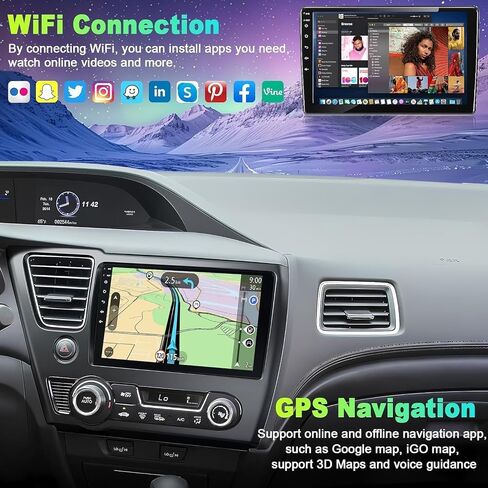 راديو سيارة 4G+64G لسيارة Honda Civic 2013-2017 (الإصدار الأمريكي فقط) مع Carpaly اللاسلكي وAndroid Auto، ستيريو سيارة بشاشة تعمل باللمس IPS مقاس 9 بوصة مع نظام ملاحة GPS/بلوتوث 5.2/FM/كاميرا احتياطية/WiFi/SWC/HiFi in Saudi Arabia