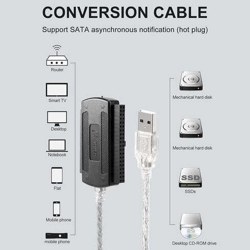 USB to SATA Adapter Cable for PC - IDE HDDs & CD/Compatible in Kuwait