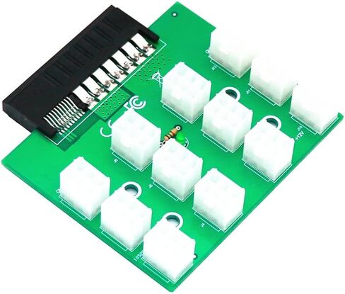 Angitu 12 Ports 6Pin GPU PCI-E 800W 1400W 1600W PSU Breakout Board Converter with Led Light for HP HSTNS-PL62 HSTNS-PL41 DPS-1400CB A (Green) in Saudi Arabia