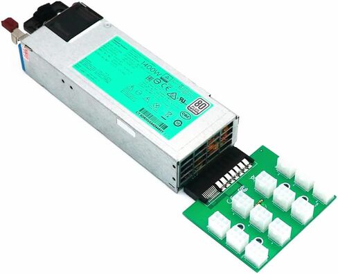 Angitu 12 Ports 6Pin GPU PCI-E 800W 1400W 1600W PSU Breakout Board Converter with Led Light for HP HSTNS-PL62 HSTNS-PL41 DPS-1400CB A (Green) in Saudi Arabia