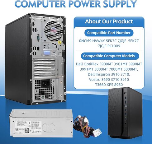 AC260EBS-00 PCL009 260W Power Supply Compatible with Dell OptiPlex 3900MT 3901MT 3990MT 3991MT 3000MT 7000MT 5000MT,Dell Inspiron 3910 3710, Vostro 3690 3710 3910 T3660 XPS 8950 5FK7C 7JGJF in Saudi Arabia