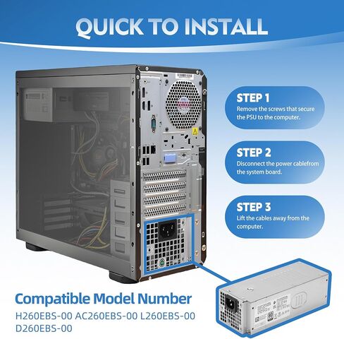 AC260EBS-00 PCL009 260W Power Supply Compatible with Dell OptiPlex 3900MT 3901MT 3990MT 3991MT 3000MT 7000MT 5000MT,Dell Inspiron 3910 3710, Vostro 3690 3710 3910 T3660 XPS 8950 5FK7C 7JGJF in Saudi Arabia