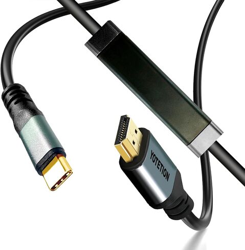 كابل USB C إلى HDMI 40FT، 4K60HZ، 1080P، سلك طويل من النوع C إلى HDMI، USB C (المصدر) متوافق مع iPhone15-16-17، MacBook Pro/Air، iPad، Mac Mini، Galaxy، XPS، HDMI(DISPLAY) تلفزيون متوافق، شاشة، جهاز عرض in Kuwait