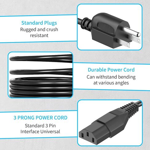AC Power Cord for Vibration Plate Exercise Machine, for Lifepro/MERACH/Renoj/AXV Universal 3 Prong Power Cable Replacement, 6 Feet in Saudi Arabia