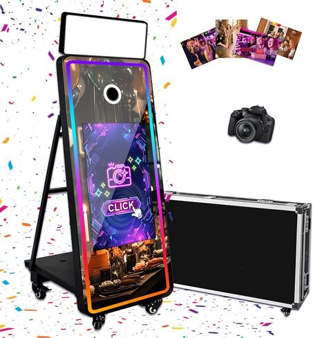 63-32in Touch Screen Mirror Photo Booth Machine with Camera Printer,White in Saudi Arabia