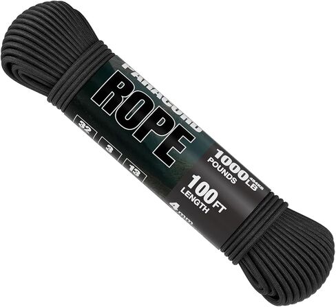 Paracord Rope 1000 lb - 13-Strand Nylon Cord 100ft Parachute Cord - 4MM 5/32" Utility String for Camping Survival Outdoor Gear DIY Bracelet Clothesline Black in Saudi Arabia