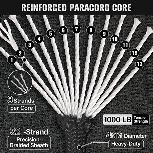 Paracord Rope 1000 lb - 13-Strand Nylon Cord 100ft Parachute Cord - 4MM 5/32" Utility String for Camping Survival Outdoor Gear DIY Bracelet Clothesline Black in Saudi Arabia