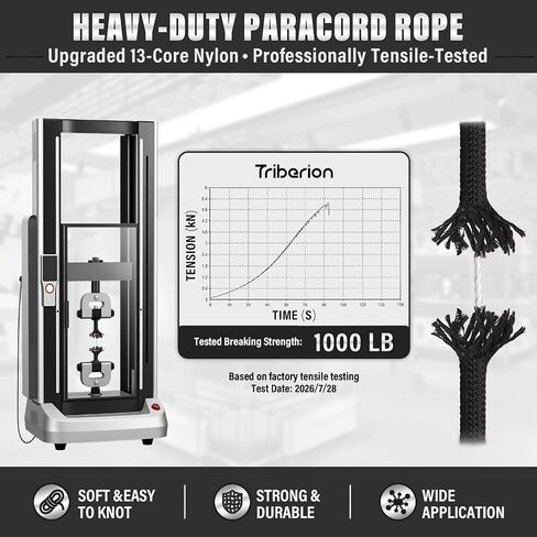 Paracord Rope 1000 lb - 13-Strand Nylon Cord 100ft Parachute Cord - 4MM 5/32" Utility String for Camping Survival Outdoor Gear DIY Bracelet Clothesline Black in Saudi Arabia