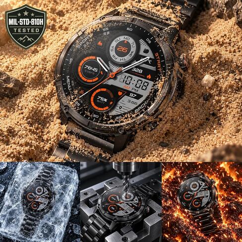 ساعة ذكية متينة M6 GPS للرجال من ووكر فيت، 50 ملم، تم اختبارها MIL-STD-810H in Kuwait