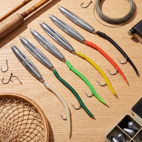 6 Pcs 2oz A17 Diamond Jigs Saltwater Fishing Lures Flat Metal Jigging Spoon Baits for Surf Fishing Bottom Bouncing Sinking Casting Vertical Ocean Lures for Bluefish Striper Tuna Freshwater in Saudi Arabia