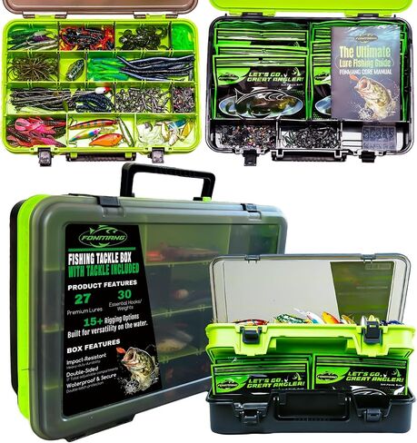 FONMANG Fishing Tackle Kit, Professional Large Tackle Box with Tackle Included, 621pcs Bass Fishing Kit with 15+ Fishing Rigs, 12 Types of Soft Baits, 9 Types of Hard Lures and Multiple Accessories in Kuwait